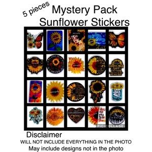 SUNFLOWER lovers 5 stickers mystery bundle for water bottles laptop card laptop